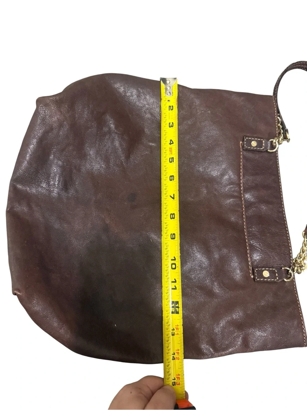 Michael Kors Chocolate Brown Leather Hobo with Gold MK Charm